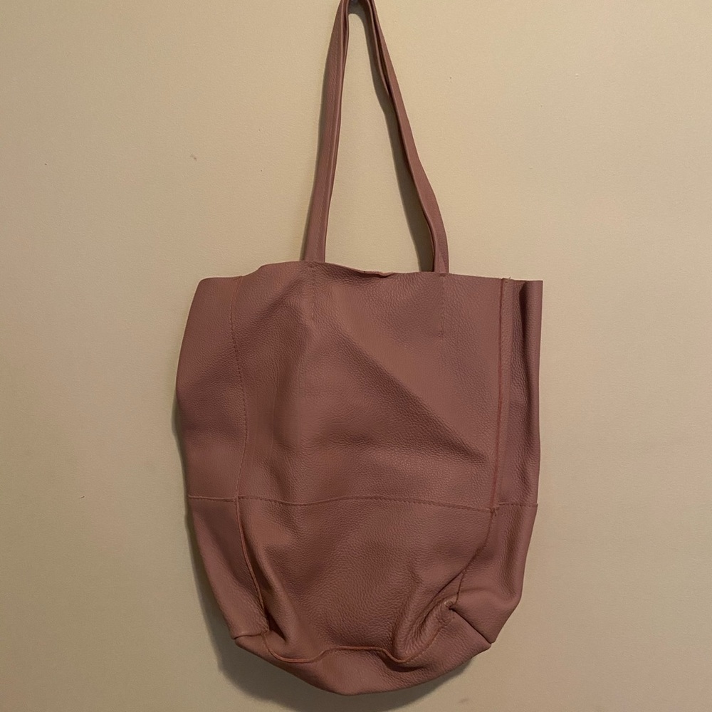 Italian Blush Pink Leather Tote